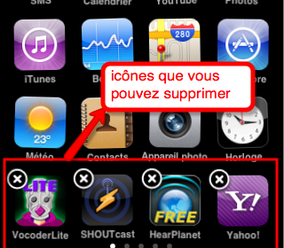 comment mettre 5 icones en bas de l'iphone